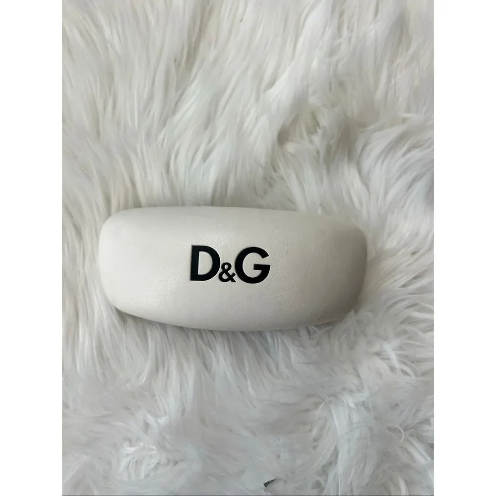White Dolce Gabbana D&G Leather Hardshell Eyeglass Case 6.5